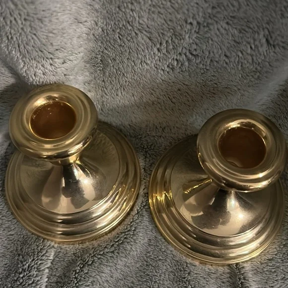 Pair of FB Rogers silver-plate Japan candlesticks. About 3-1/2” tall. - Picture 3 of 4